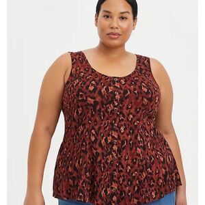 Torrid Cleo Sleeveless Mobwife Leopard Fit & Flare Tank Top Contemporary Boho